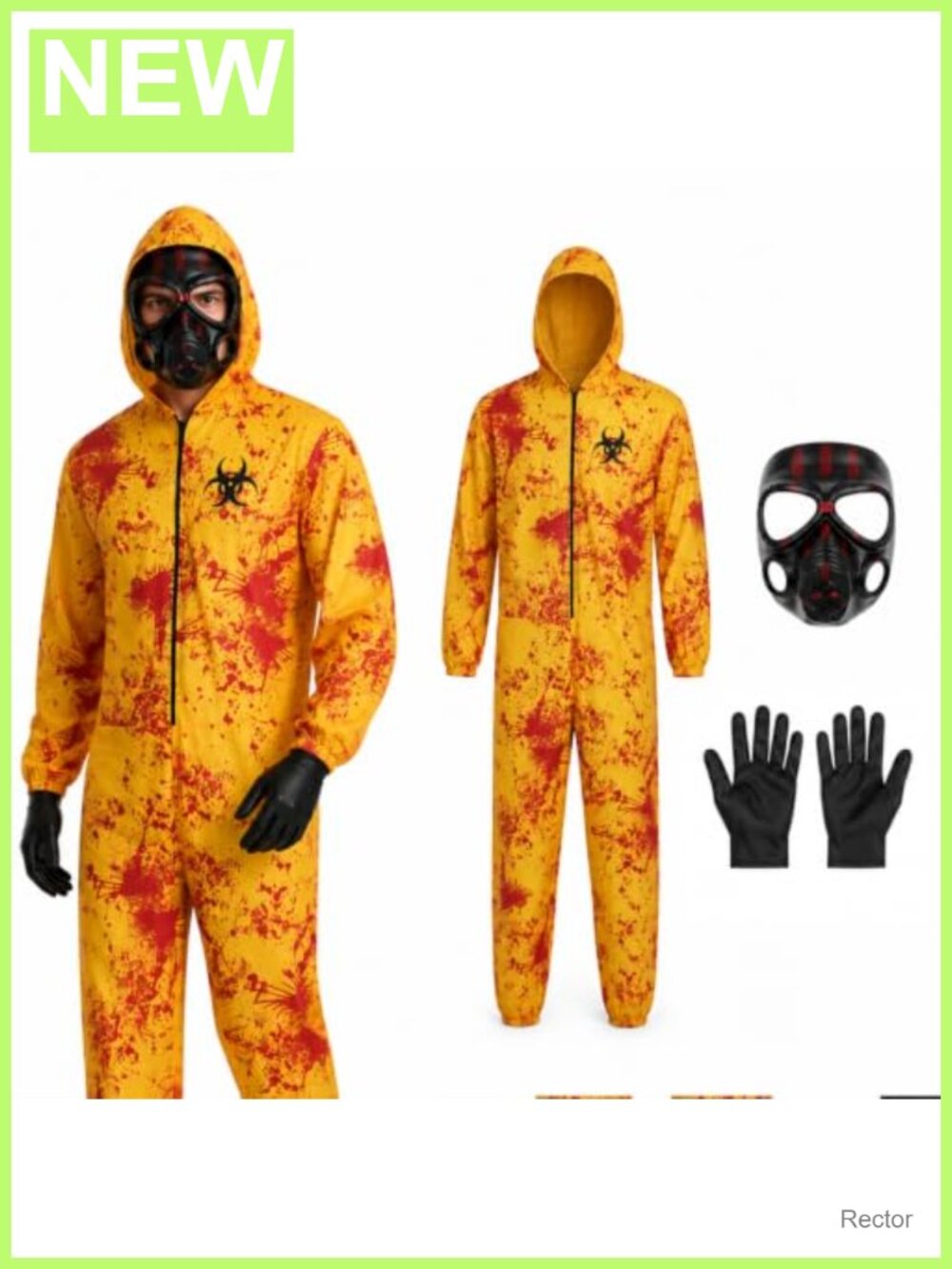 Adult Hazmat Suit Costume Bloody Zombie Halloween Cosplay Jumpsuit Mask Set